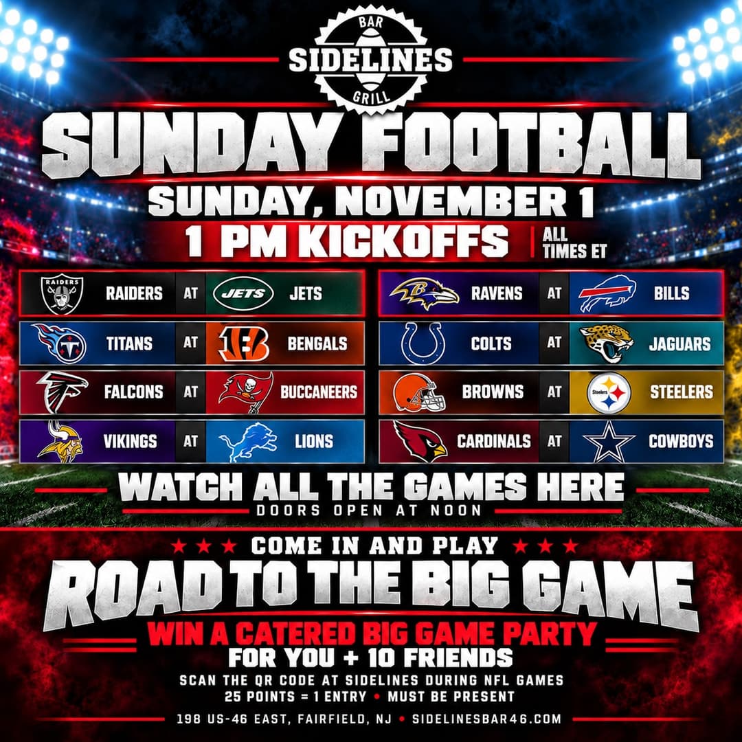 Sunday Football – 1 PM Kickoffs