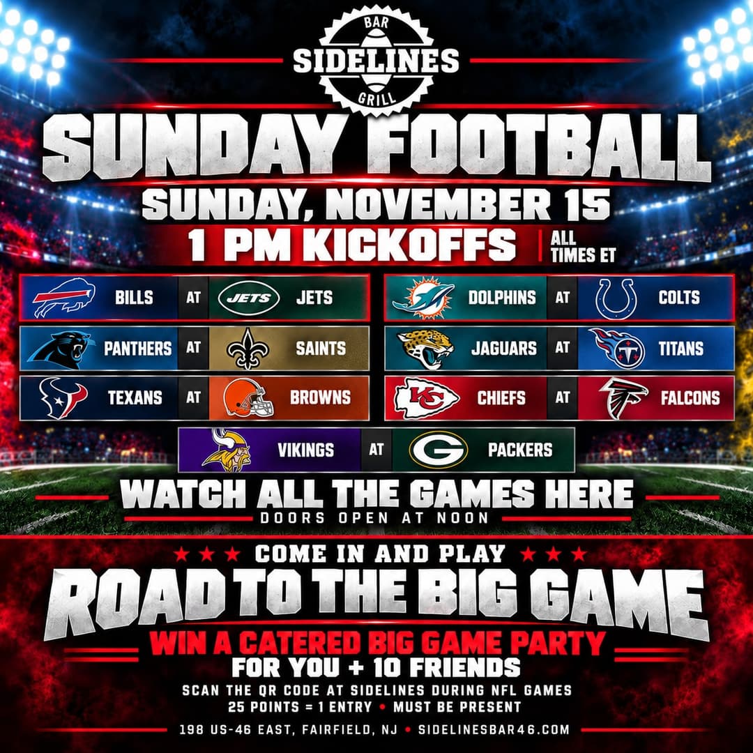Sunday Football – 1 PM Kickoffs