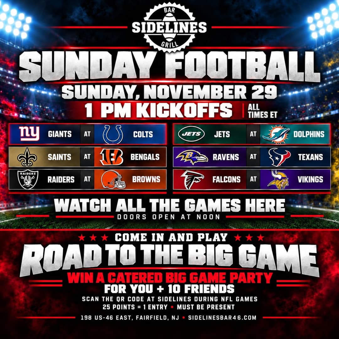 Sunday Football – 1 PM Kickoffs