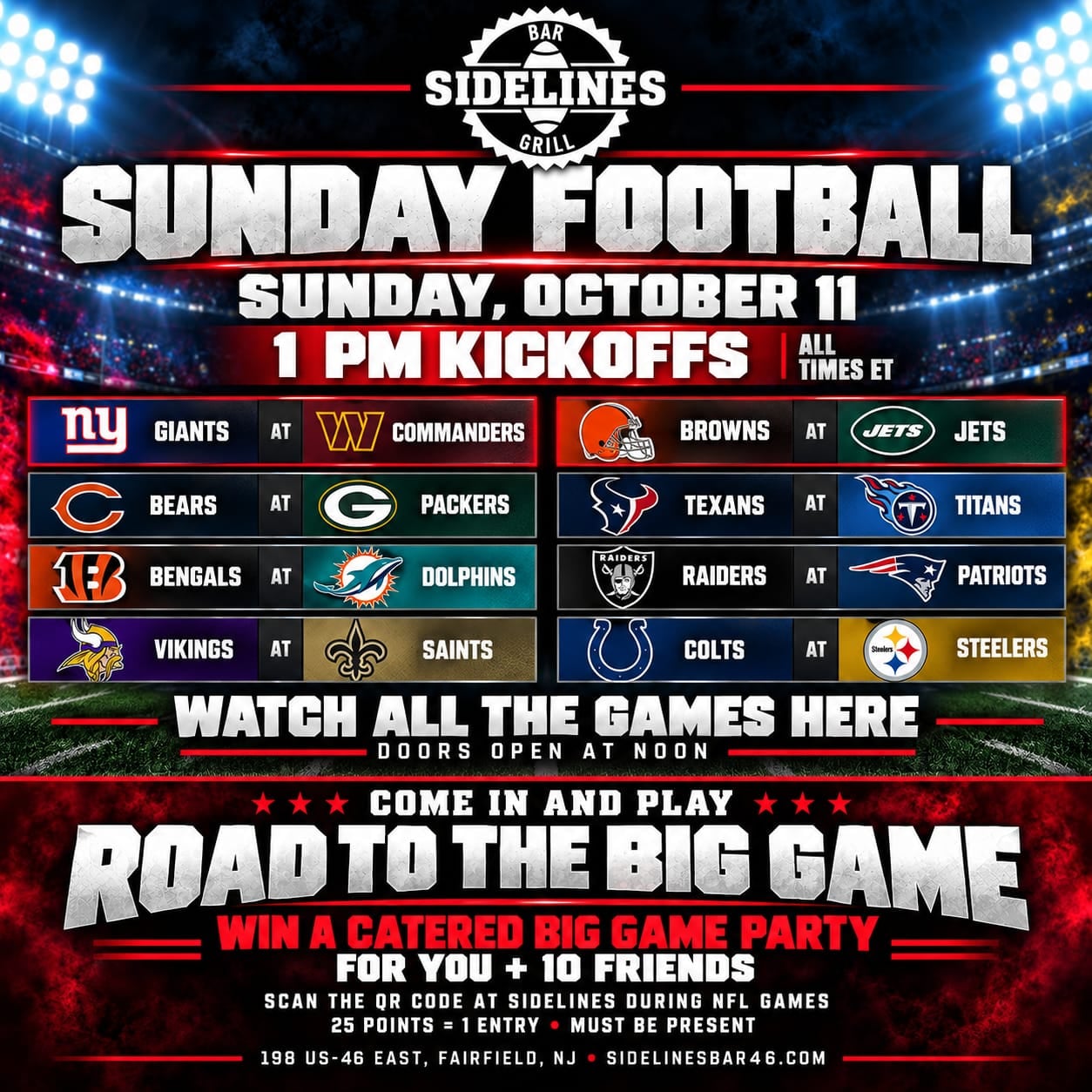 Sunday Football – 1 PM Kickoffs