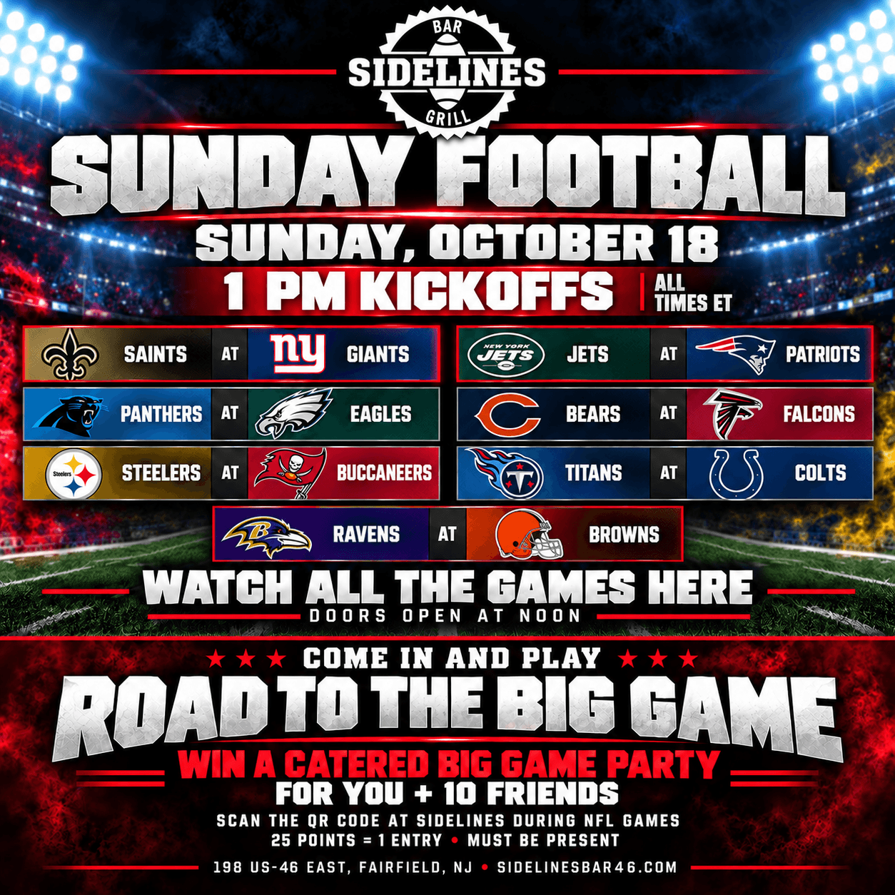Sunday Football – 1 PM Kickoffs