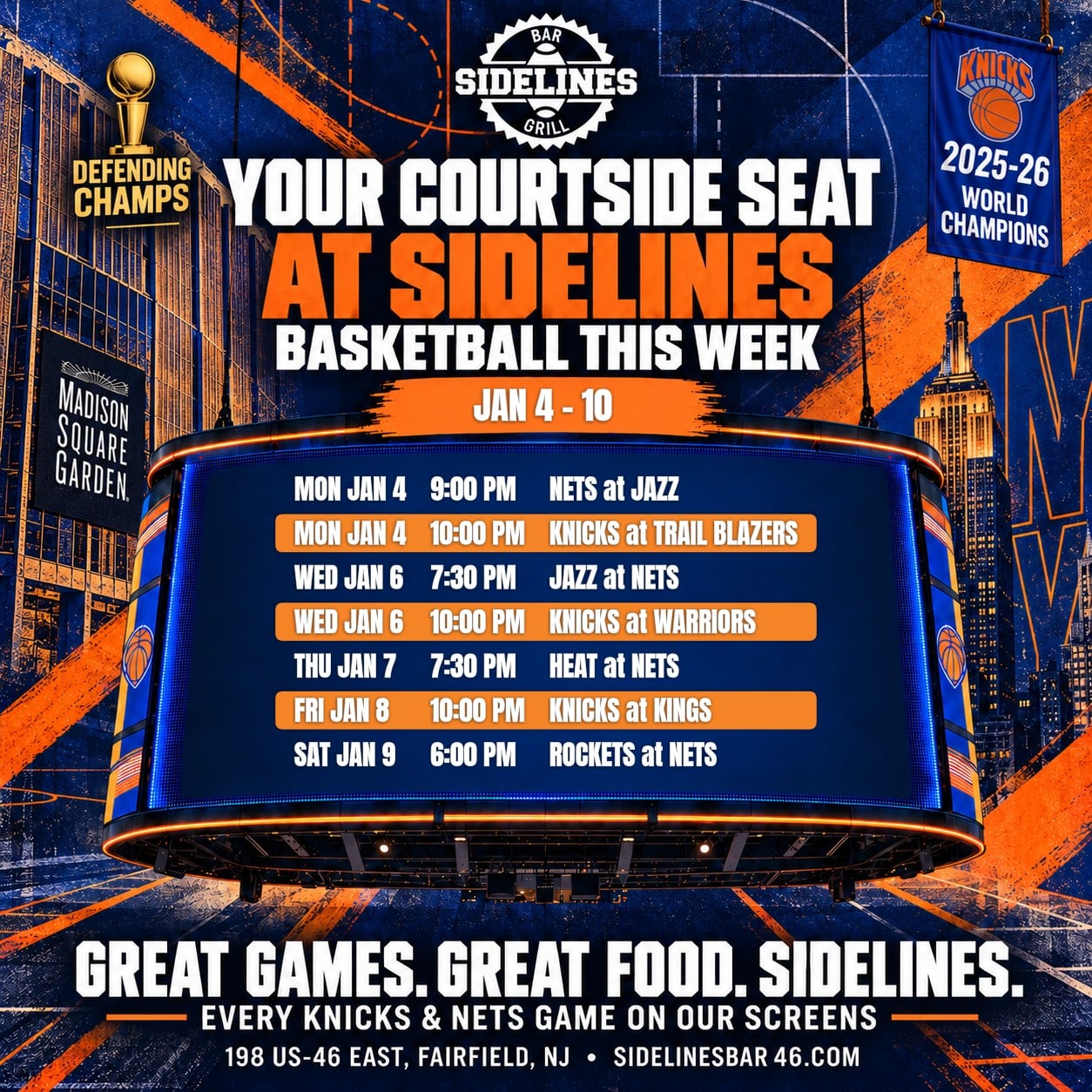 Basketball This Week at Sidelines – Jan 4–10