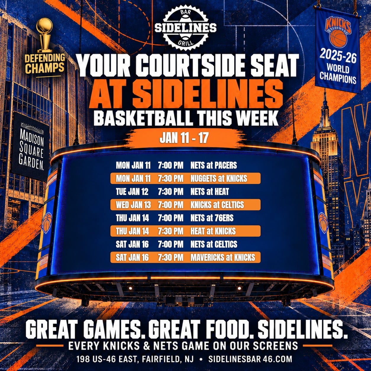 Basketball This Week at Sidelines – Jan 11–17