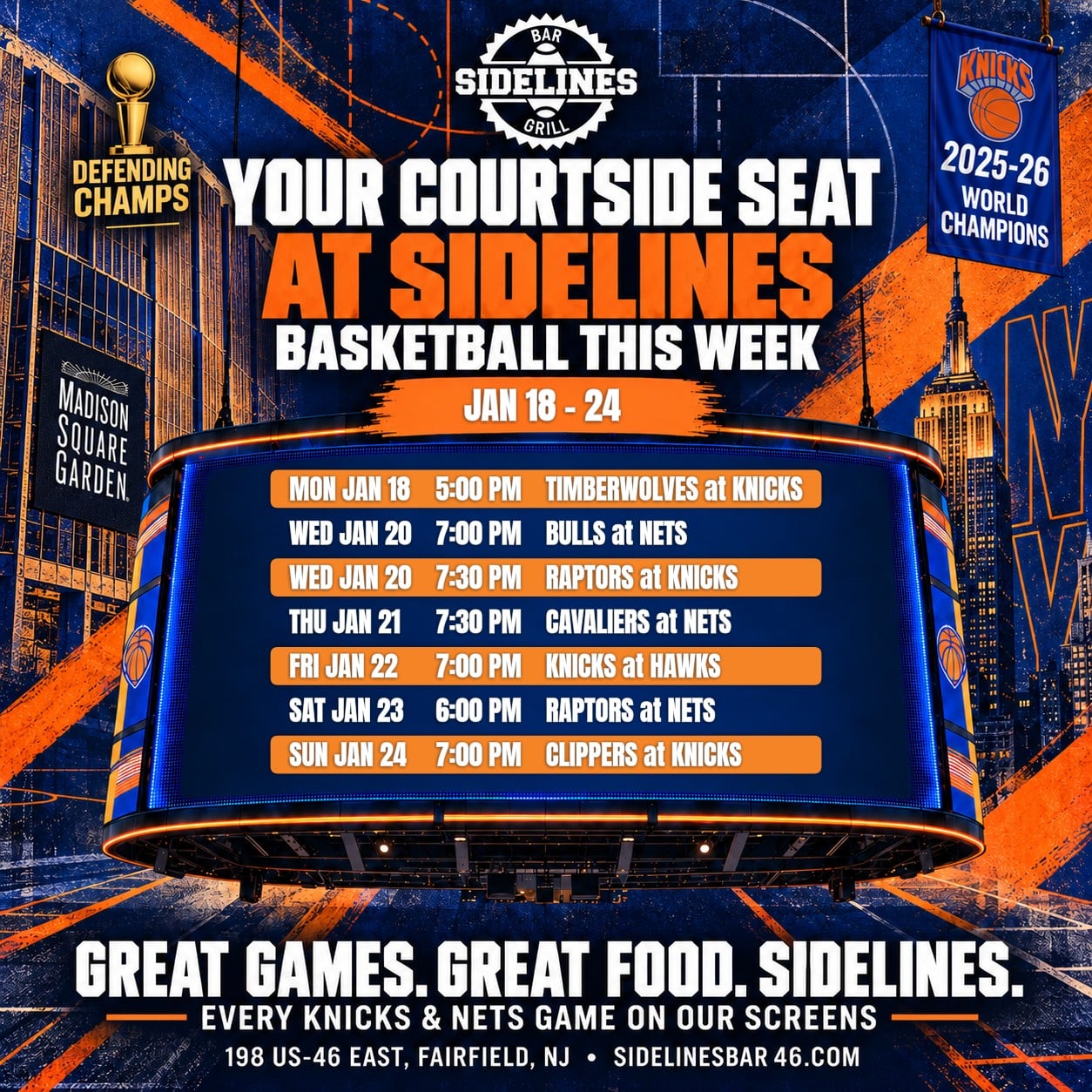 Basketball This Week at Sidelines – Jan 18–24