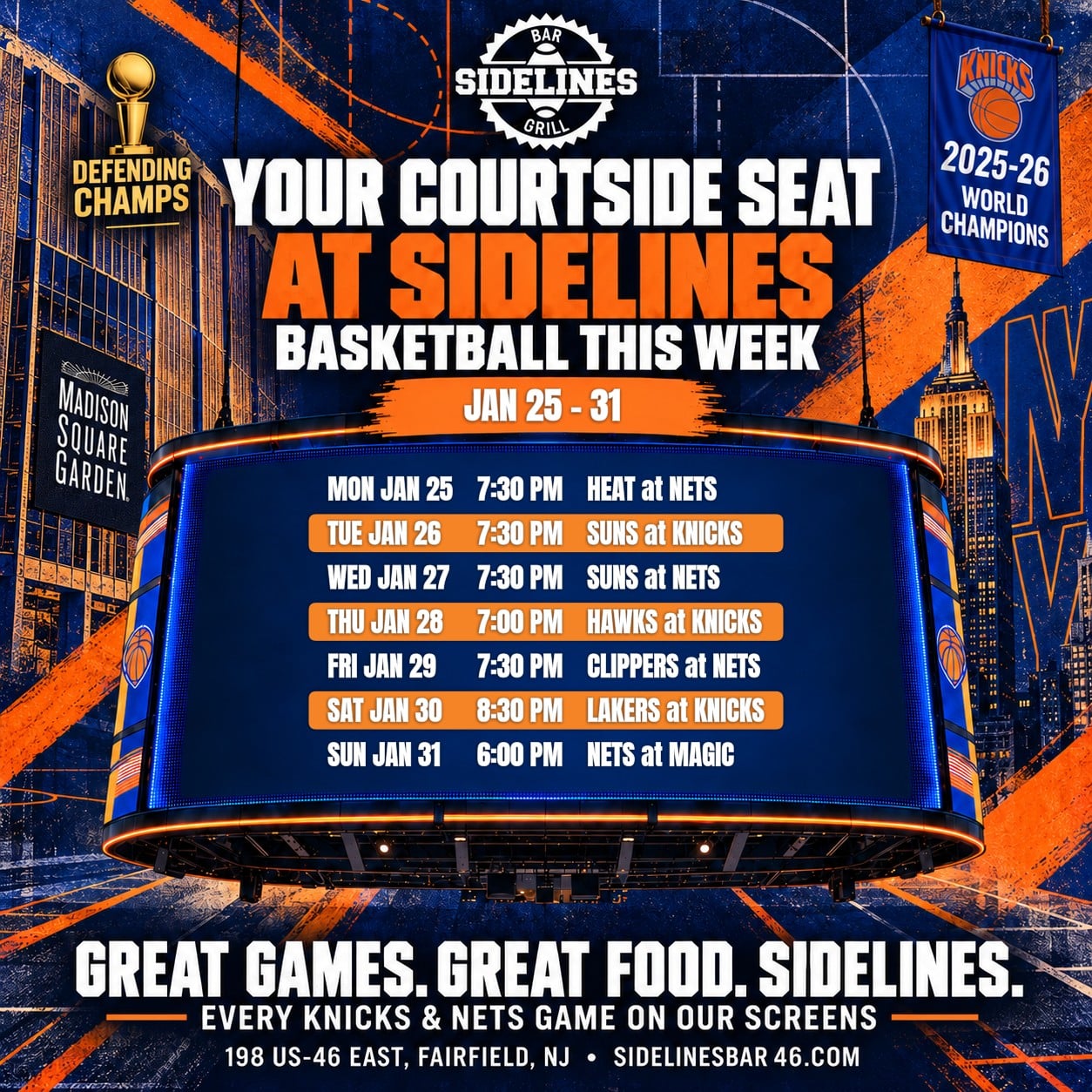 Basketball This Week at Sidelines – Jan 25–31