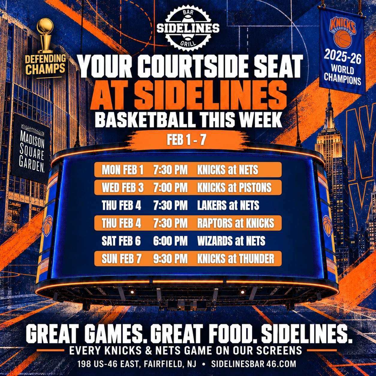 Basketball This Week at Sidelines – Feb 1–7