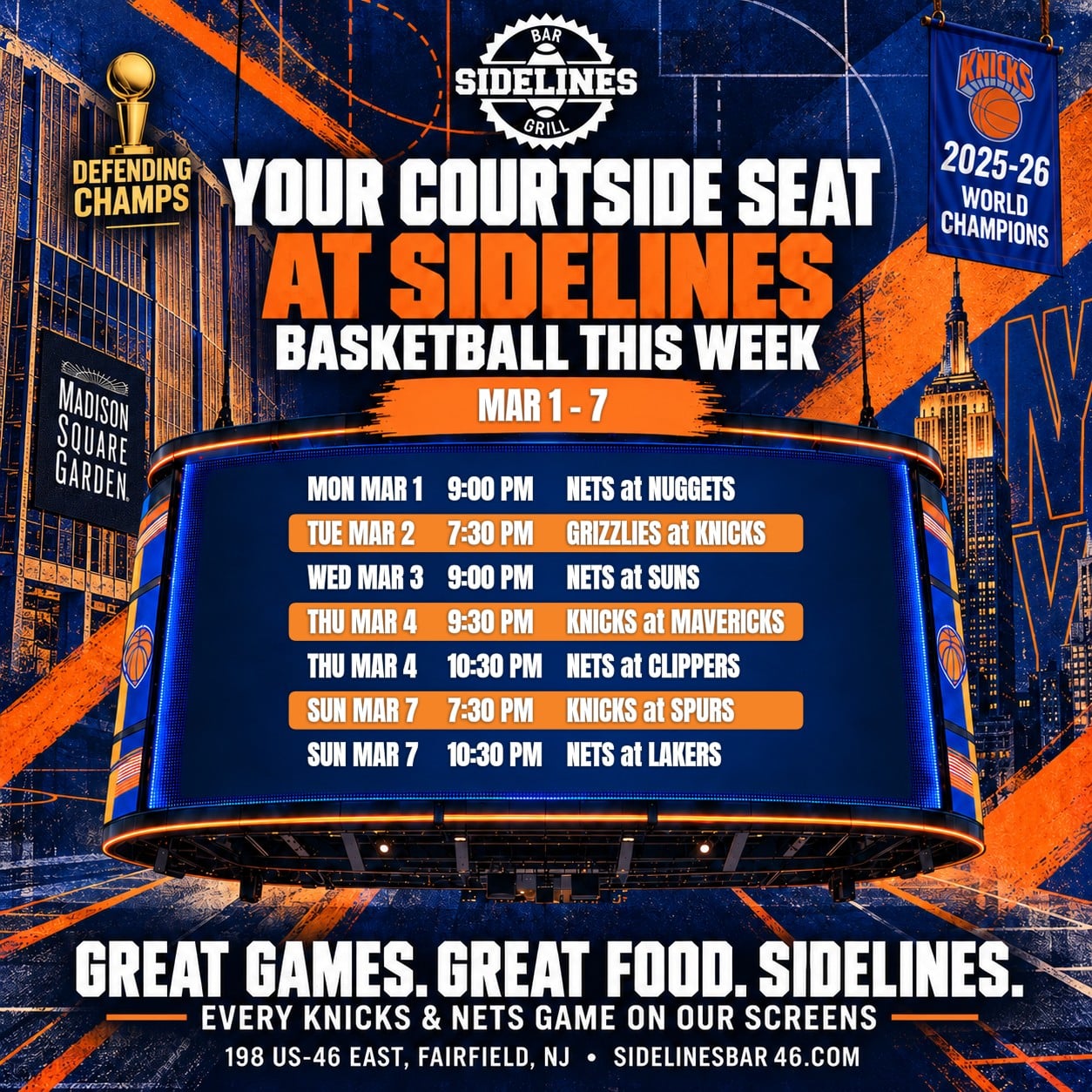 Basketball This Week at Sidelines – Mar 1–7