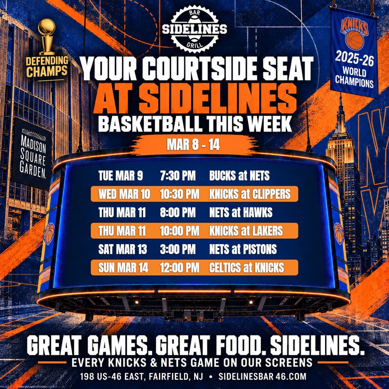Basketball This Week at Sidelines – Mar 8–14