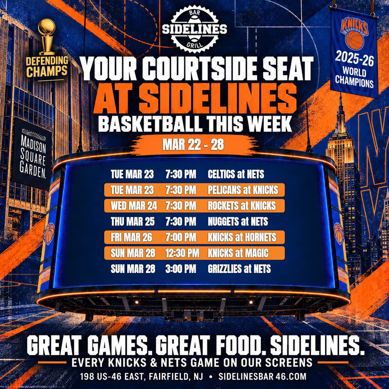 Basketball This Week at Sidelines – Mar 22–28