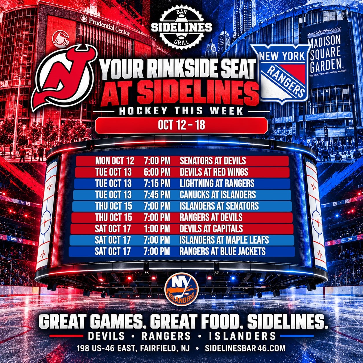 Hockey This Week at Sidelines – Oct 12–18