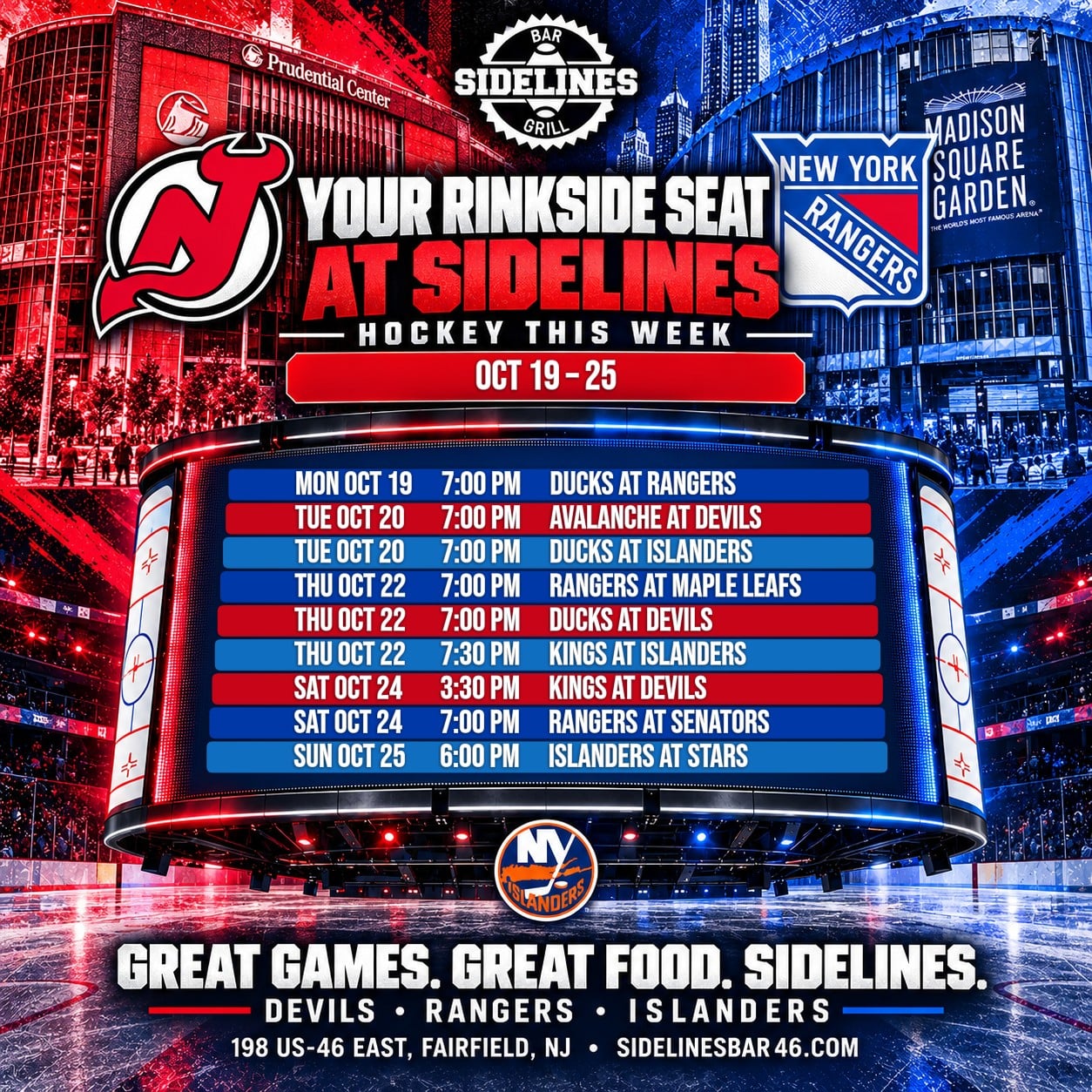 Hockey This Week at Sidelines – Oct 19–25
