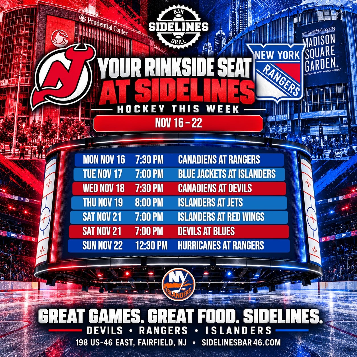 Hockey This Week at Sidelines – Nov 16–22