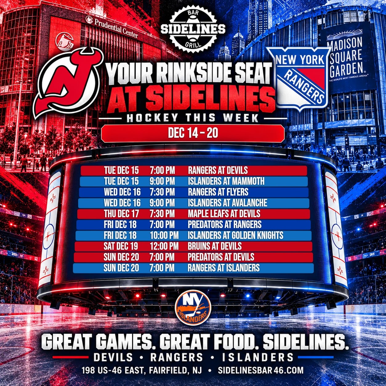 Hockey This Week at Sidelines – Dec 14–20