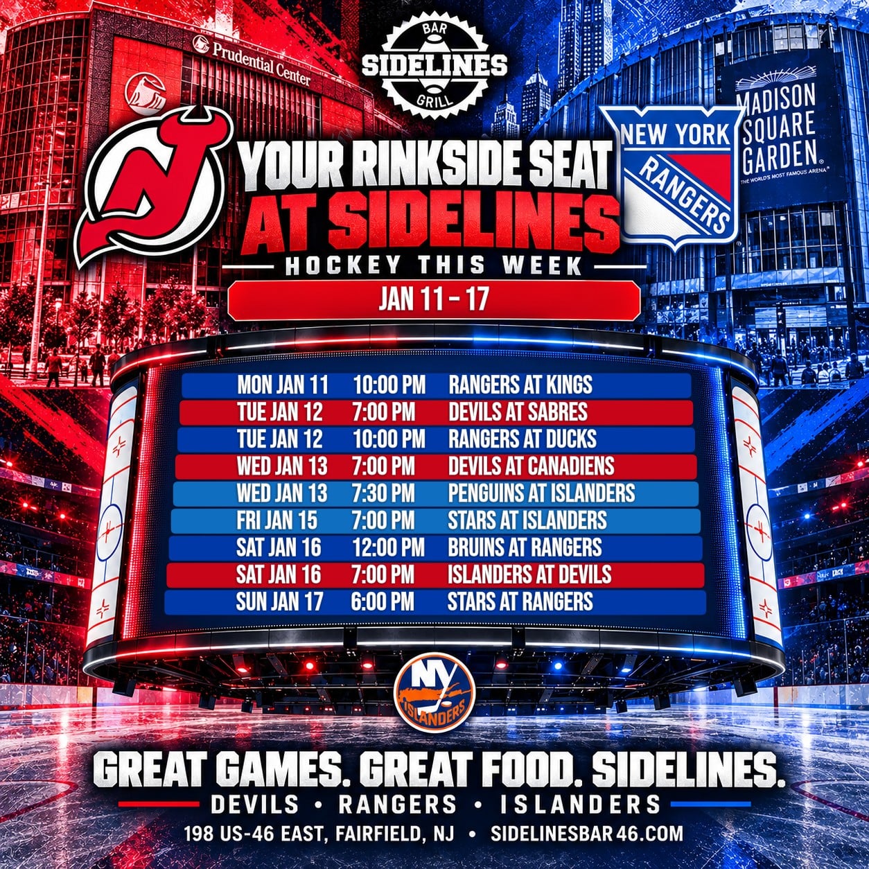Hockey This Week at Sidelines – Jan 11–17