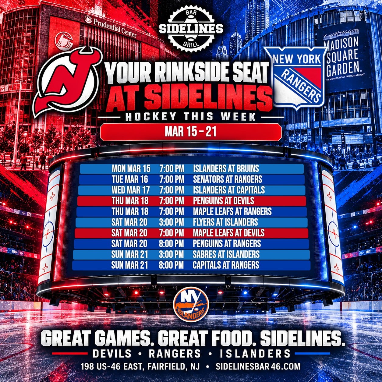Hockey This Week at Sidelines – Mar 15–21