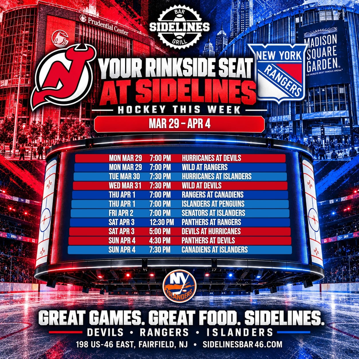 Hockey This Week at Sidelines – Mar 29 – Apr 4